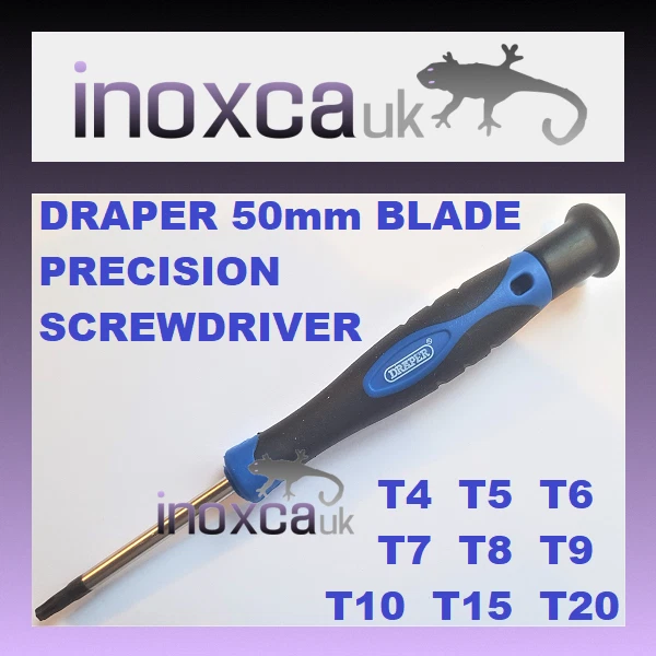 DRAPER TORX PRECISION SCREWDRIVER 50mm BLADE T7 T8 T9 T10 T15 T20 CR-V SOFT GRIP - Image 1 of 4