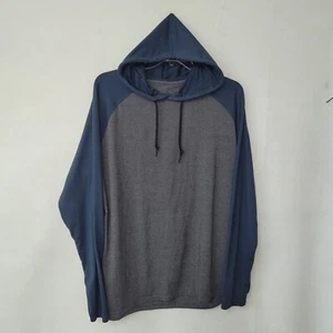 01.Algo Performance Hoodie Mens 2XL/XXL Grey Blue Willis Colorblock Raglan Flex - Picture 1 of 8