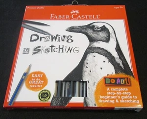 NEW FABER-CASTELL DRAWING & SKETCHING KIT & STEP BY STEP BEGINNER'S GUIDE - Picture 1 of 3