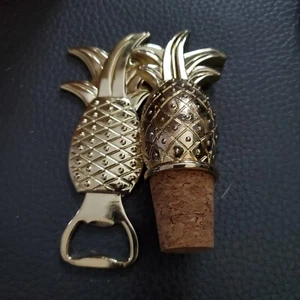 Brass Pineapple Bottle Opener & Cork Set - Picture 1 of 4
