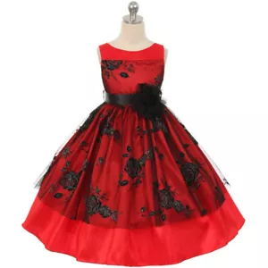 ROJO Talla 4 Vestido Niña Flor Fiesta Formal Boda Dama Baile Cumpleaños - Imagen 1 de 3
