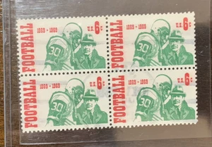 US 6 Cent Stamps FOOTBALL Commemorative 1869-1969 Block of 4 OG NH Coach - Picture 1 of 2