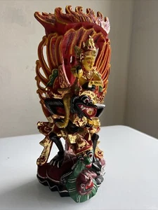 Balinesische Skulptur von Garuda handgeschnitzt & bemalt antik - Bild 1 von 22