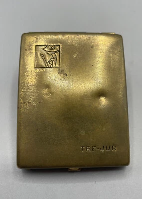 Rarität TRE-JUR Messing Deckel Dose Joli Memoire Odeur Kosmetik Antik Alt - Bild 1 von 4