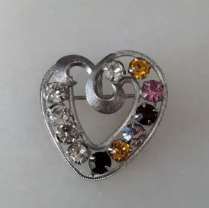 Broche de plata esterlina 925 con puntas de estrás corazón abierto G32 - Imagen 1 de 4