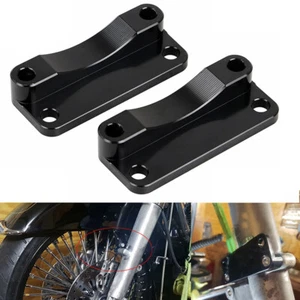 Pair 21" Black Front Fender Riser Relocator Bracket For Harley Davidson 2003-13 - Foto 1 di 10