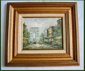 SCENE "PORTE SAINT-DENIS" PARIS STREET SCENE c. 1970s - Oil on Canvas R Brown - Picture 1 of 9
