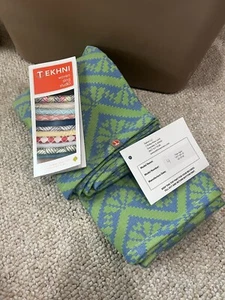 NEW! Tekhni Woven Green Blue Baby Toddler Wrap Sling Carrier Sz 4 Repreve Fabric - Picture 1 of 4