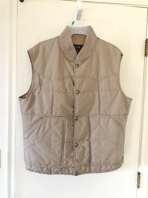 VINTAGE 70s 80s Sears Tan Vest Mens Large Puffer Insulated Western Outdoor Wear - Image 1 of 4