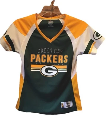 Женская рубашка Green Bay Packers размер Small Majestic Fan модная зеленая и желтая  - Изображение 1 из 3