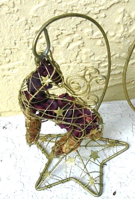 2 Gold Star Ornament Display Stand Holder w/Hanging Donkey/Camel - Image 1 of 4