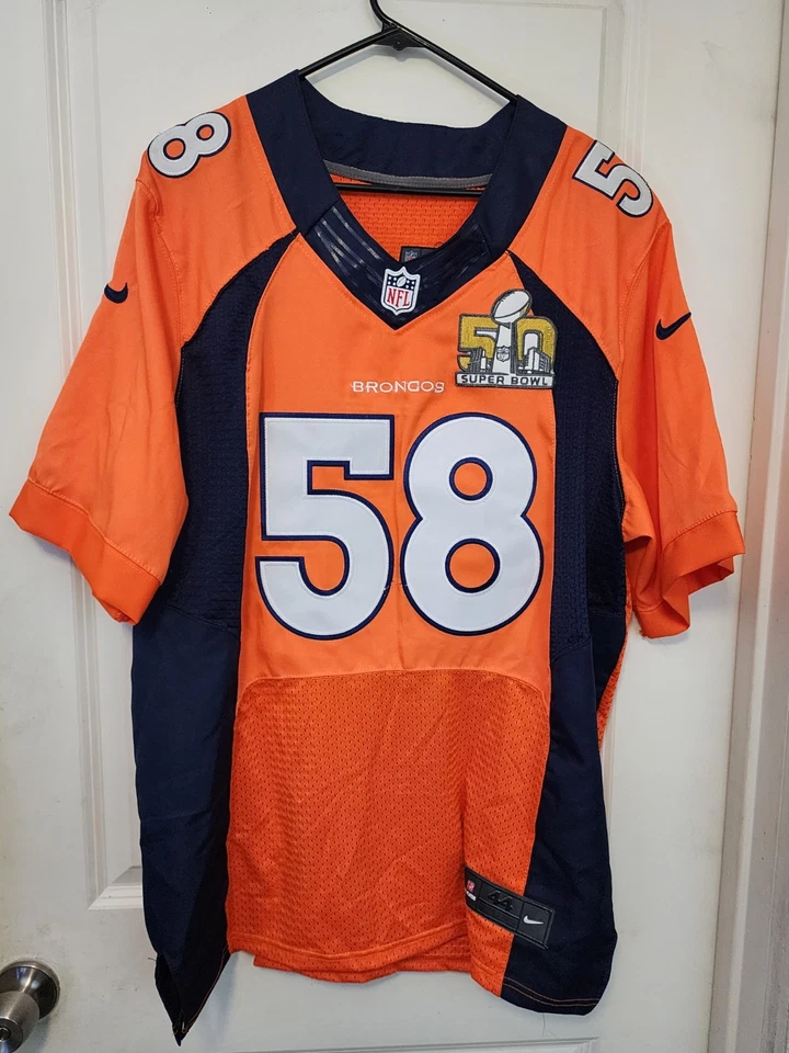 Jersey 44 Denver Broncos #58 Von Miller Nike on Field Super Bowl 50 Patch  - Image 1 of 4