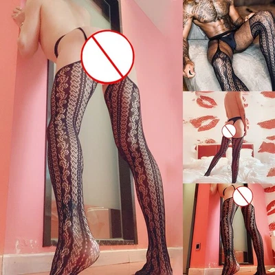 Sexy Hommes Collants Résille Porte-Jarretelles Lingerie Un Taille Pyjama Respire - Photo 1/4