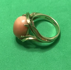 VTG 14K Yellow Gold Ring W/ Peach Color Stone? ~ 5.6 Gram Size 4.75? Signed PacG - Picture 1 of 14