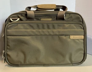 BRIGGS & RILEY Travelware Olive Nylon Carey On Bag Duffle Weekender 17”. “BR” - Picture 1 of 12