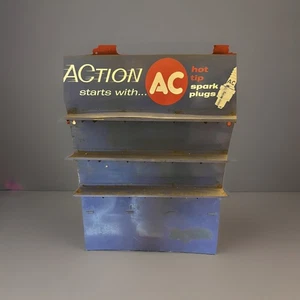 Vintage 1950's AC Hot Tip Spark Plugs Glass Jar Display Rack Advertising Signage - Picture 1 of 6