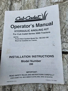 Kit de pesca hidráulica Cub Cadet modelo 288 manual del propietario libro - Imagen 1 de 2
