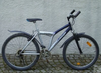 BMX Rad 26" mit dicken Reifen, silber, Federung vorne, Hörnchen am Lenker _ge - Bild 1 von 4