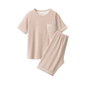 MUJI Kids Wearable Towel Cotton Pile Short Sleeve Pajamas Smoky Pink FedEx - Picture 1 of 10