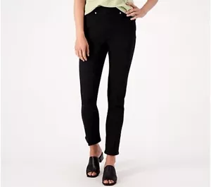 Isaac Mizrahi Live! True Denim Pull On Slim Leg Ankle Jean-Black-Tall 16-A551052 - Picture 1 of 3