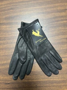 WOMEN'S DEERSKIN LEATHER DRESS DRIVING GLOVE, BLACK, LARGE - Picture 1 of 3