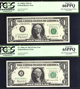 1963 TRANSITIONAL MULE ERROR NOTES - FRN FRONT PLATE - SILVER CERT BACK PLATE - Picture 1 of 2