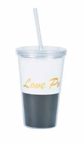 New 16 oz. Love Potion Black and Gold Tumbler Cup w/ Lid and Straw - NIB - Picture 1 of 3