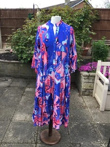 Maxi blue Picasso tiered dress - Picture 1 of 3