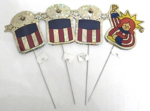 4 selecciones de decoración patriótica vintage del 4 de julio - sombrero holográfico y estatua de la libertad - Imagen 1 de 10