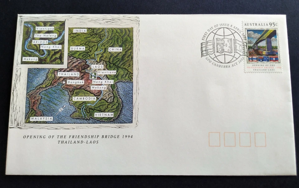 1994 Australia Opening of Friendship Bridge Thailand-Laos 1v Stamp FDC - Image 1 of 3