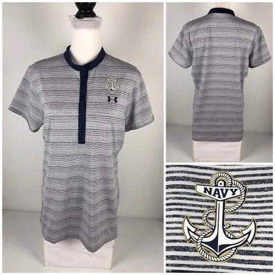 Under Armour Navy Midshipmen Womens Large Top Striped Loose Shirt EUC - Image 1 of 4