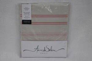 ANNE DE SOLENE PARIS BABYLONE STRIPE KING PILLOWCASES - NEW - CORAL SET OF 2 - Picture 1 of 1