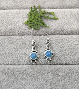 Blauer Chalcedon Ohrring 925 Silber Handarbeit Ohrring Damen Schmuck Geschenk für Sie - Bild 1 von 4