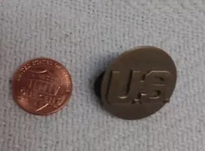 WWII Round Solid Brass Metal US Insignia Military Army Button Pin 2.5cm - Picture 1 of 2