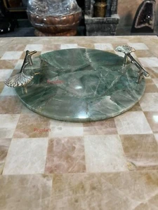 Round Serving Tray, Green Aventurine Tray, Gemstone Home Decorative Tray Gifts - Picture 1 of 16