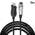 USB Mic Link Cable Cord Adapter USB2.0 Male to XLR Female Cable For PC Computer
