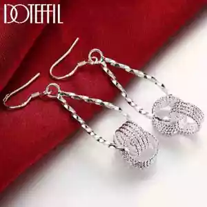 Pendientes de doble círculo de plata esterlina 925 Doteffil dije para mujeres joyería - Imagen 1 de 6