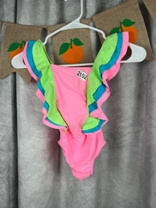 Beach Lingo BM20534 Girls Sunset Ruffle One-Piece Pink 4/5 Little Kid One Size - Picture 1 of 5