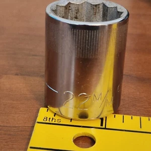 Vintage USA Craftsman 22mm 1/2" Drive Socket Shallow Well 12pt -VV- Series 44239 - Foto 1 di 6