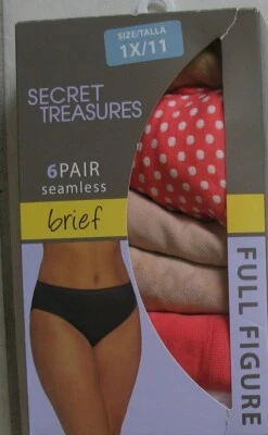 PAQUETE DE 6 - TESOROS SECRETOS - TALLA 1X / 11 - CALZONCILLOS SIN COSTURAS FIGURA COMPLETA Foto 1 de 4