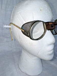 Antique American Optical Steampunk Safety Glasses Goggles Mesh Side Shield - Picture 1 of 20