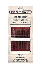 Piecemaker Embroidery Fine Sewing Needles Size 8