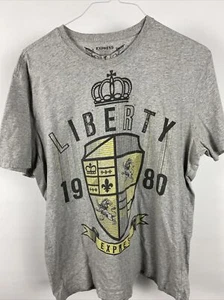 Express 1980 Men's XL Gray & Yellow Liberty Crest Crown Graphic Tee T-Shirt - Picture 1 of 3