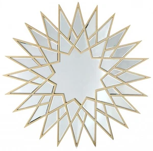 34" Gold Sunburst Metal Framed Accent Mirror - Picture 1 of 8