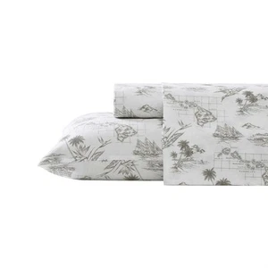 Tommy Bahama Vintage Map 4-Piece Brown Cotton King Sheet Set - Picture 1 of 8