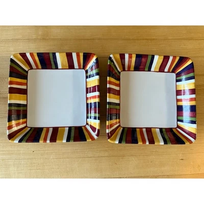 Simple Additions Pampered Chef Small Square Plates 7" Striped - Image 1 of 4