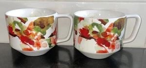 Juego/2 tazas de cerámica floral Starbucks 2014-02/08 de semilla a cereza 12 oz - Imagen 1 de 5