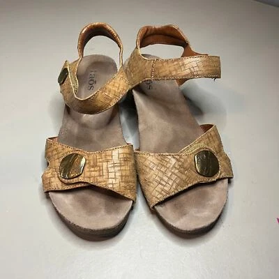 Taos Sandals Womens Size 39 US 8 Tan Woven Leather Ankle Strap Carousel Wedge  - Image 1 of 4
