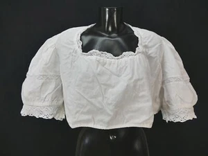 Gr.48 Dirndlbluse weiß Bluse für Dirndl Leico Baumwolle mit Spitze B10432 - Bild 1 von 4
