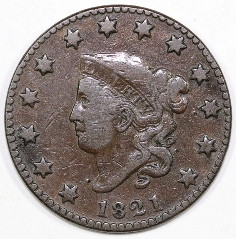 1821 1c N-1 Matron Head Large Cent *Early Die State* Cover